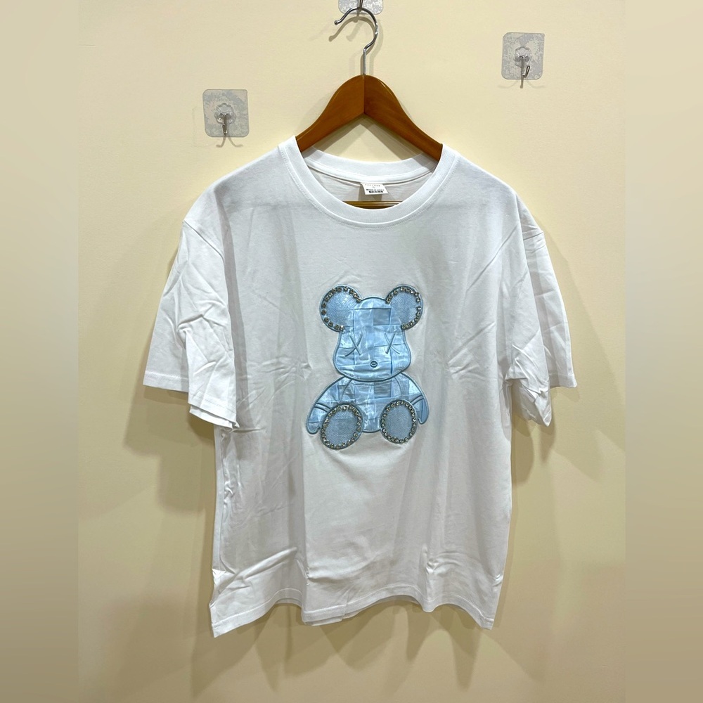 Brand new Cotton T-Shirt with Blue Bear Design